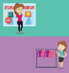 Image showing Two shopping banners with space for text.