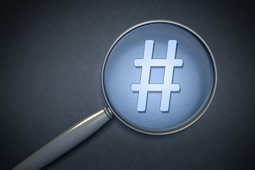 Image showing magnifying glass hashtag sign