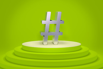 Image showing a green podium with a hashtag