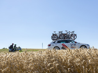 Image showing The Technical Car of IAM Team in the Plain - Tour de France 2016