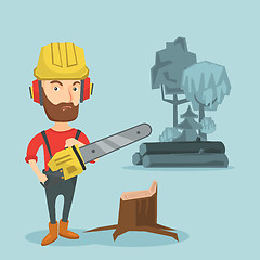 Image showing Lumberjack with chainsaw vector illustration.