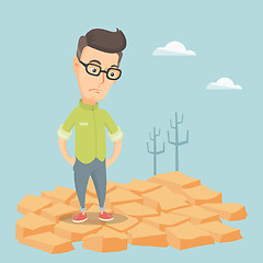 Image showing Sad man in the desert vector illustration.
