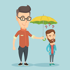 Image showing Businessman holding umbrella over man.