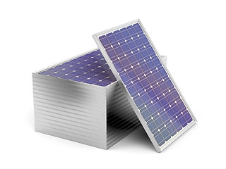 Image showing Stack of solar panels