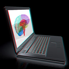 Image showing creative three-dimensional model of  human brain scan on a digit