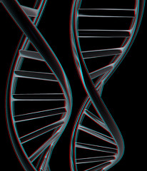 Image showing DNA structure model. 3d illustration. Anaglyph. View with red/cy