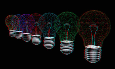 Image showing lamps. 3D illustration. Anaglyph. View with red/cyan glasses to 