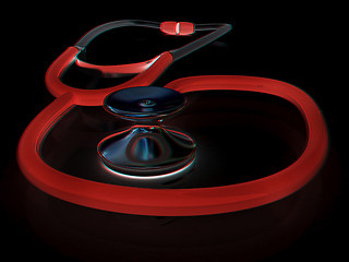 Image showing stethoscope. 3d illustration. Anaglyph. View with red/cyan glass