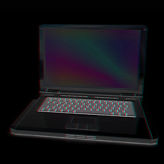 Image showing Laptop computer. 3d render. Anaglyph. View with red/cyan glasses