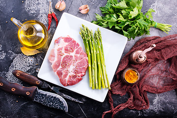 Image showing meat with asparagus