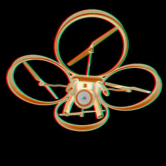 Image showing Drone, quadrocopter, with photo camera flying. 3d render. Anagly