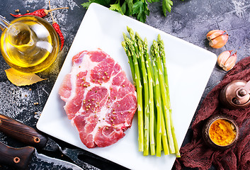 Image showing meat with asparagus