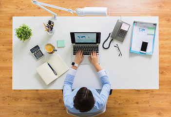 Image showing businesswoman working on laptop at office