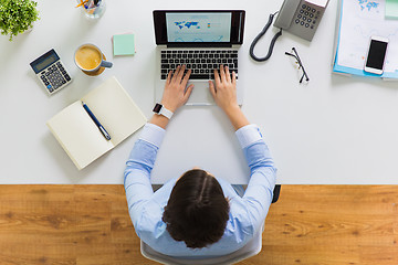 Image showing businesswoman working on laptop at office