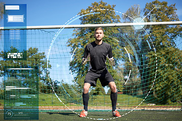 Image showing goalkeeper or soccer player at football goal