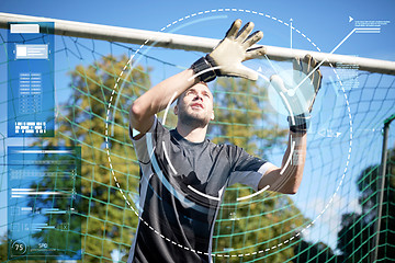 Image showing goalkeeper or soccer player at football goal