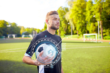 Image showing soccer player with ball on football field