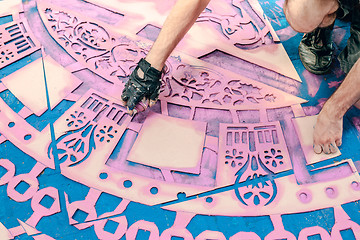 Image showing Colored Tile Pattern on a Street