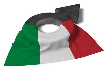 Image showing mars symbol and flag of italy - 3d rendering