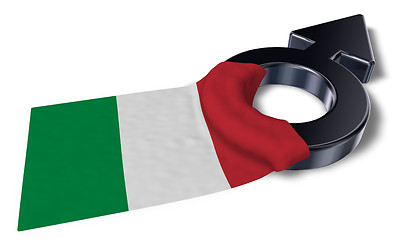 Image showing mars symbol and flag of italy - 3d rendering