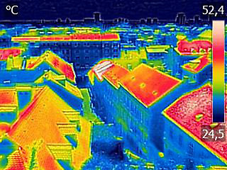 Image showing Infrared thermovision image panorama of Zagreb, showing differen