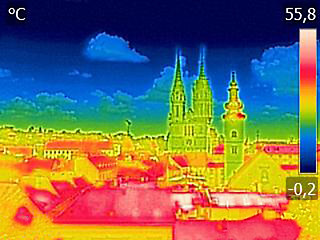 Image showing Infrared thermovision image panorama of Zagreb, showing differen