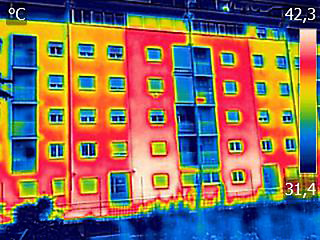 Image showing Infrared thermovision image showing lack of thermal insulation o