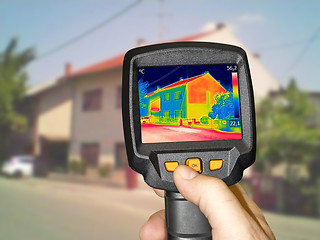 Image showing Recording Heat Loss at the House With Infrared Thermal Camera
