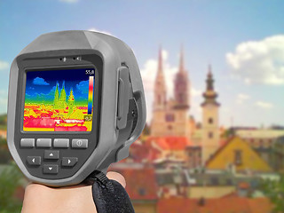 Image showing Recording panorama of Zagreb, With Thermal Camera showing differ