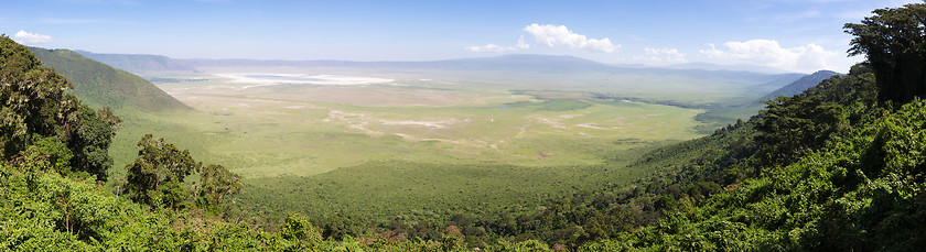 Image showing Panoramiv view of volcanic crater of Ngorongoro, Tanzania, Africa.