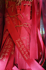 Image showing Wish ribbons in chinese buddhist Kek lok Si temple, Malaysia