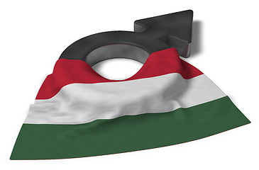 Image showing mars symbol and flag of hungary - 3d rendering