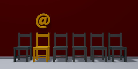 Image showing row of chairs and email symbol - 3d rendering