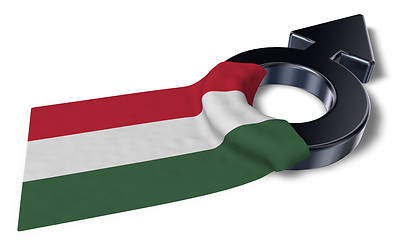 Image showing mars symbol and flag of hungary - 3d rendering