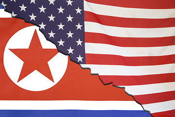 Image showing North Korea breaks with USA, flag concept