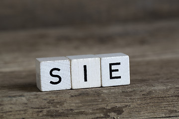 Image showing German word she, written in cubes    