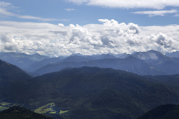 Image showing Panorama view from mountain Jochberg in Bavaria, Germany