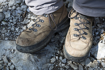 Image showing Brown hiking shoes