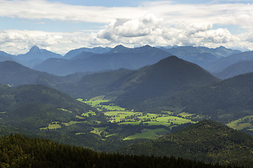 Image showing Panorama view from mountain Jochberg in Bavaria, Germany