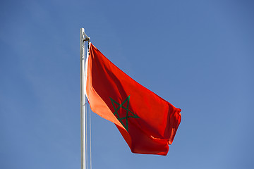Image showing National flag of Morocco on a flagpole