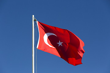 Image showing National flag of Turkey on a flagpole