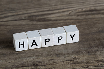 Image showing Happy, written in cubes