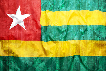 Image showing Grunge style of Togo flag on brick wall