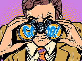 Image showing Good Businessman looking through binoculars