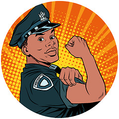 Image showing we can do it black policeman African American pop art avatar cha