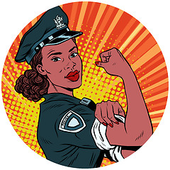 Image showing we can do it black police woman African American pop art avatar 
