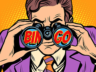 Image showing Bingo Businessman looking through binoculars