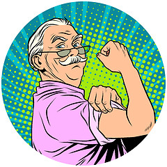 Image showing we can do it old man retired pop art avatar character icon