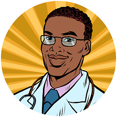 Image showing black male doctor African American pop art avatar character icon
