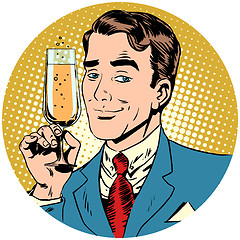 Image showing nice man with a glass of champagne sparkling wine